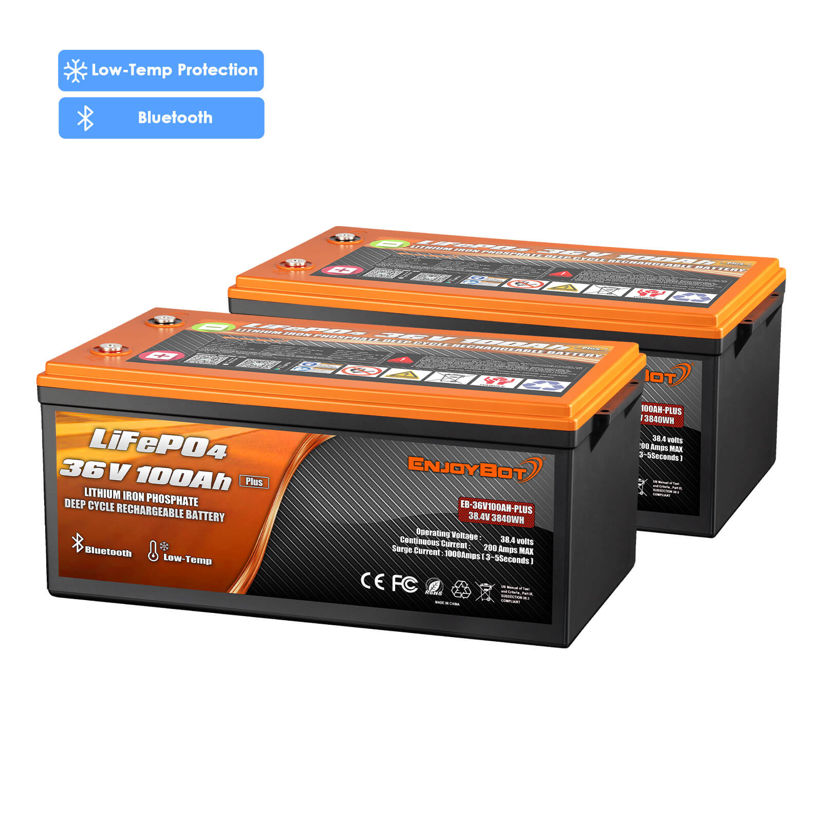 72V 100Ah Enjoybot LiFePO4 Lithium Golf Cart Battery Set - 2 Batteries