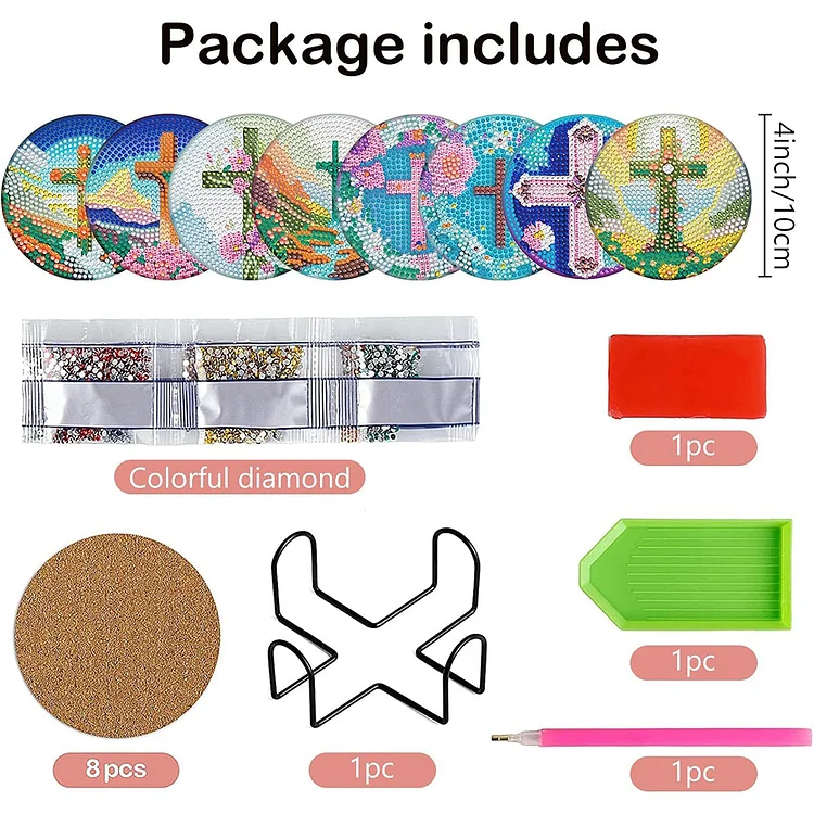 8 Pcs Christmas Jesus Diamond Art Painting Coasters Kits with