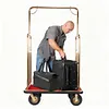[US Local Warehouse] Hotel Luggage Cart 39Lx19Wx68H Inch Bellman Cart with 881lb Load Capacity 8-inch Silent Rubber Casters Carpet Deck Bumper Rails Hotel Service Trolley for Commercial Use Condos Resorts