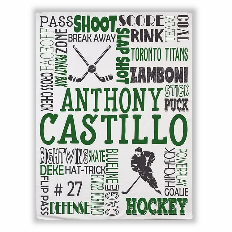 BlanketCute-Personalized Lovely Kid Hockey Blanket with Your Kid's Name | 01