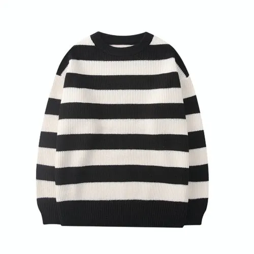 Autumn Sweater Women Pullovers Knit Casual Striped Pullovers Jumper Warm Teen Gril Streetwear Knitwear Sueters De Mujer