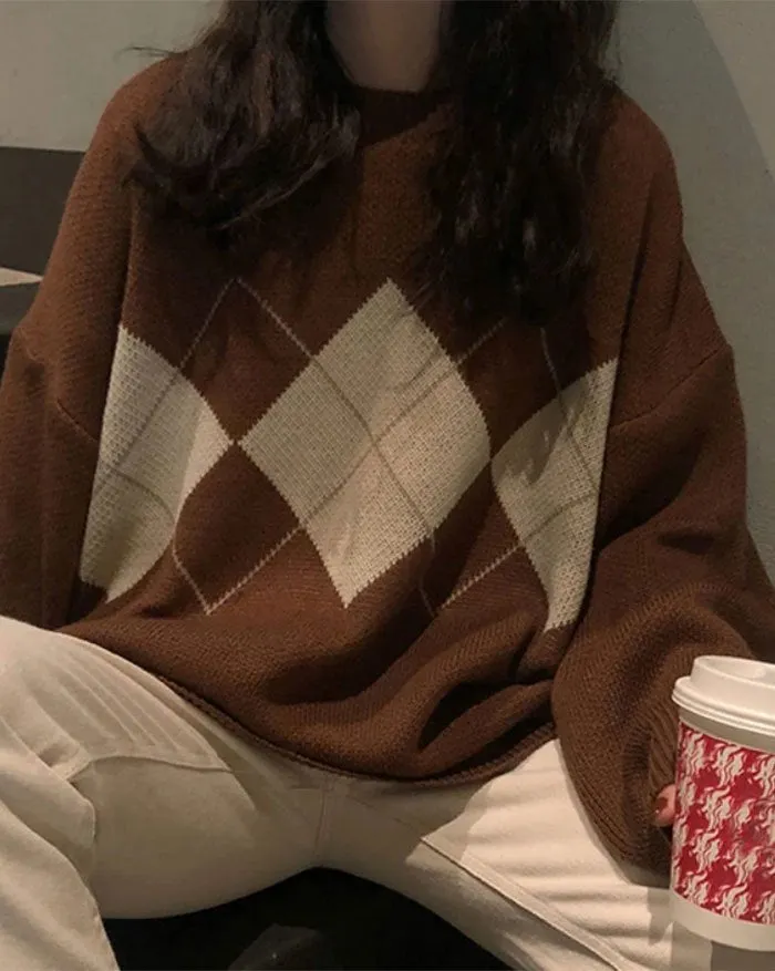 Brownm argyle sweater