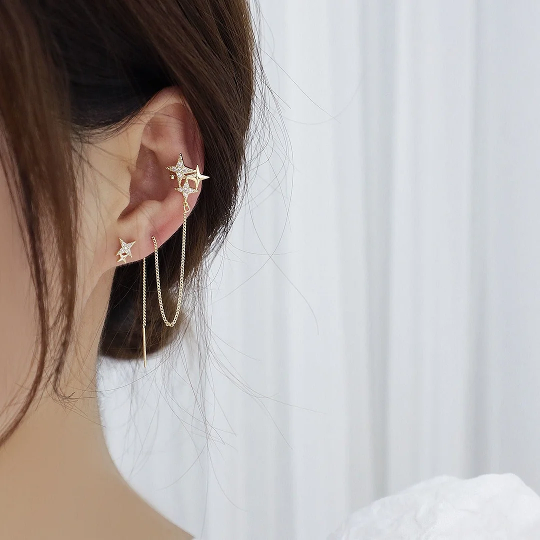 【Starlight】2pcs set threader stud earring