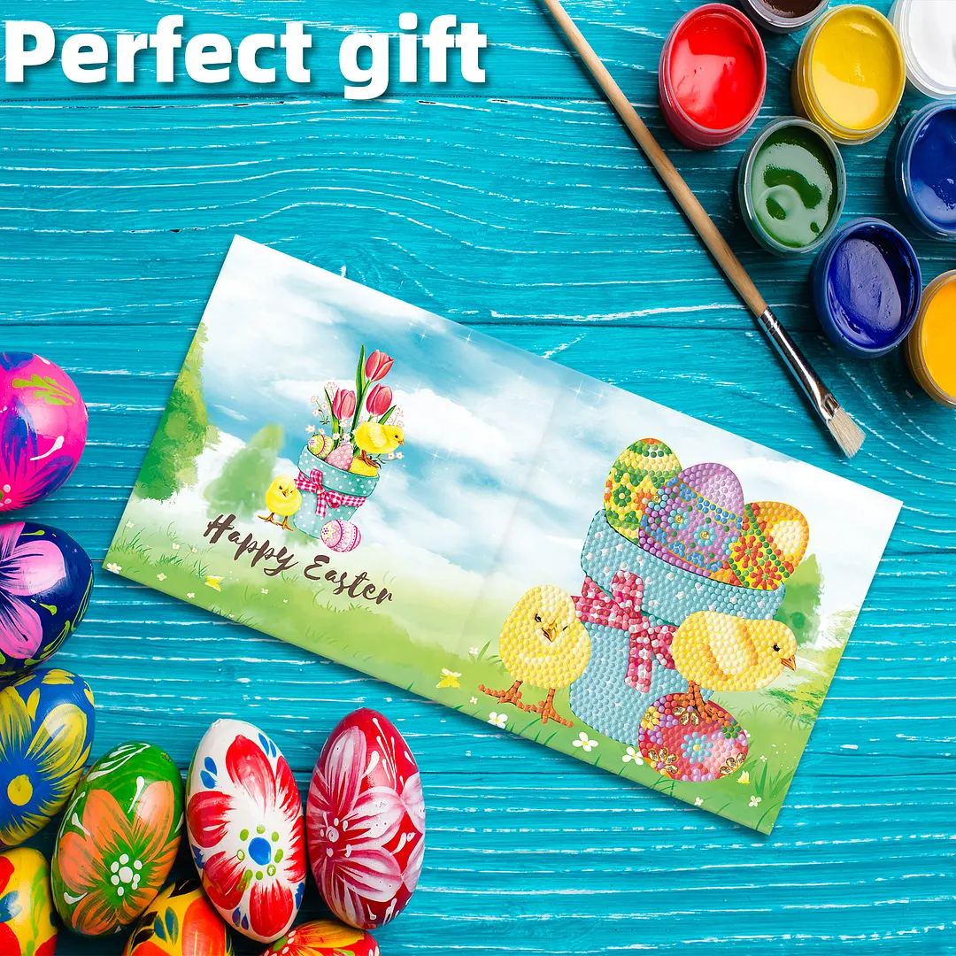 8PCS Chick Rabbit DIY Diamond Painting Greeting Card Kits with Envelopes Diamond Art Greeting Cards Diamond Art Cards Kits for Adults DIY Crafts Family Friend Gifts