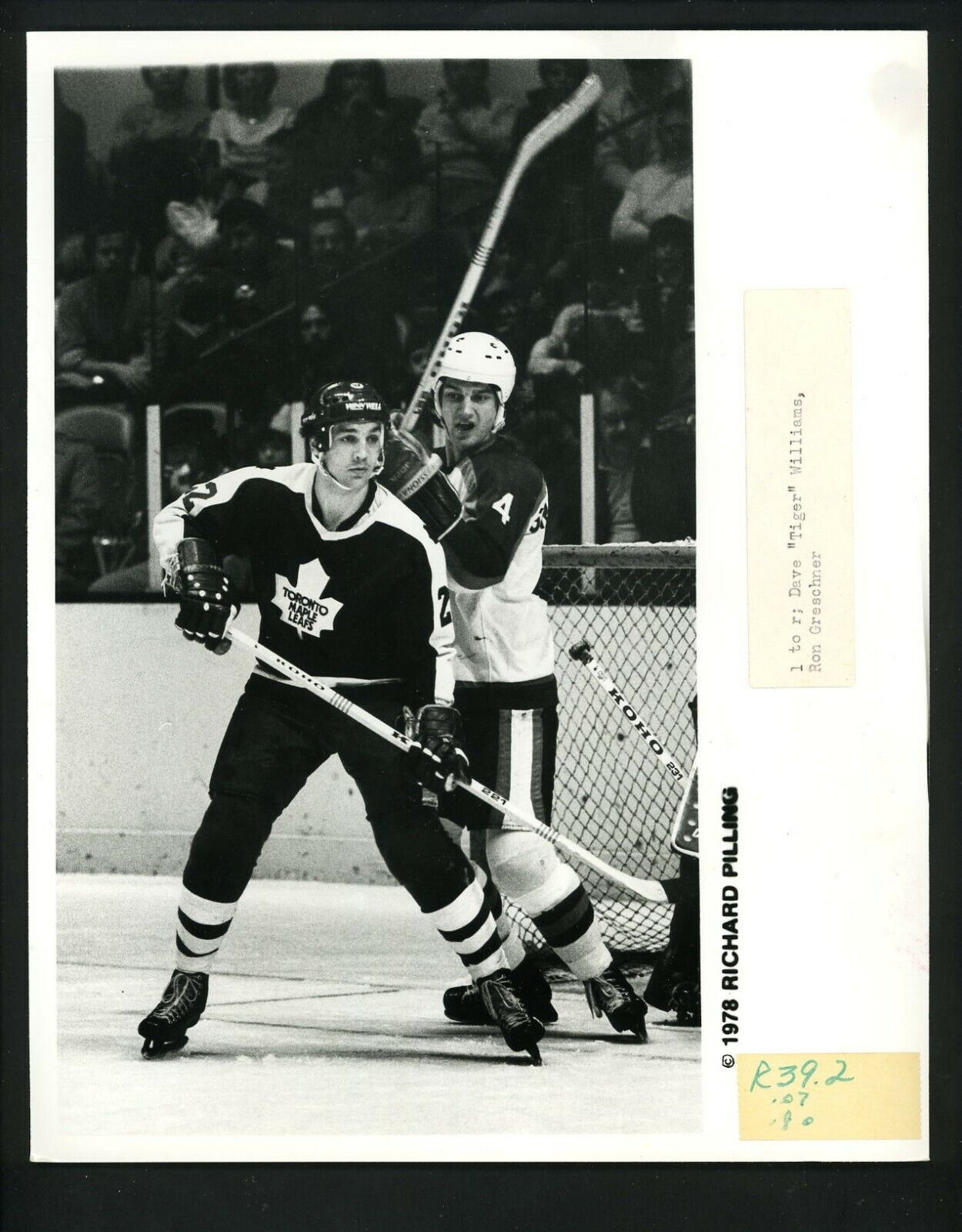 Dave Tiger Williams & Ron Greschner 1978 Press Photo Poster painting Toronto Maple Leafs Rangers