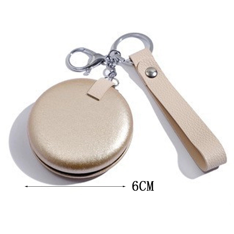 New Portable Metal Foldable Double-sided Mirror Pu Matte Mini Mirror