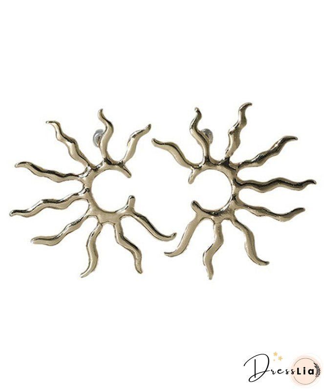 Oversize Gold Copper Alloy Sun Stud Earrings