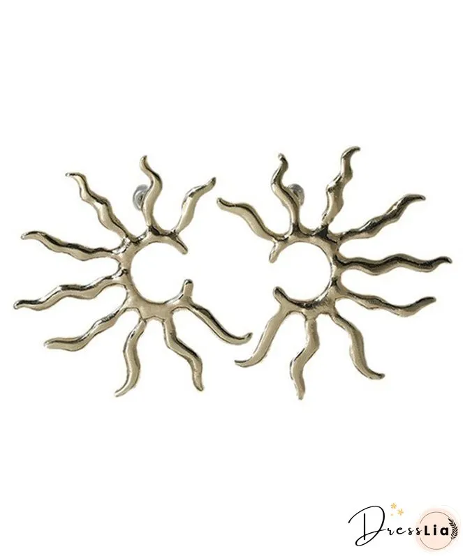 Oversize Gold Copper Alloy Sun Stud Earrings