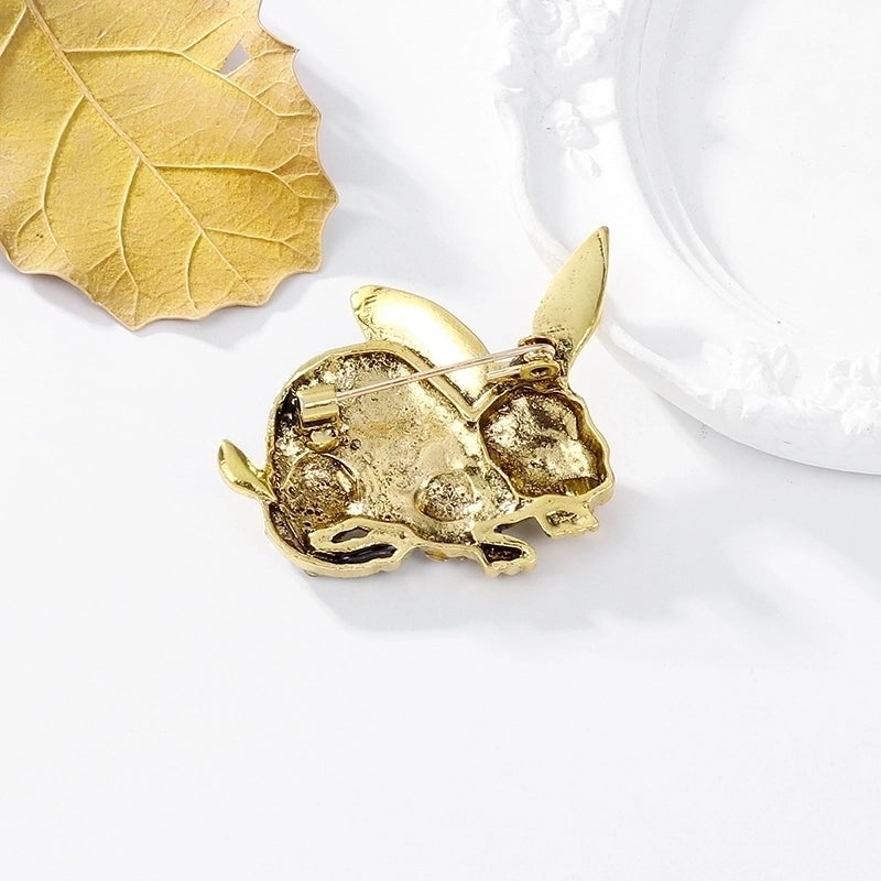 Minimalist Rabbit Alloy Inlay Rhinestones Unisex Brooches
