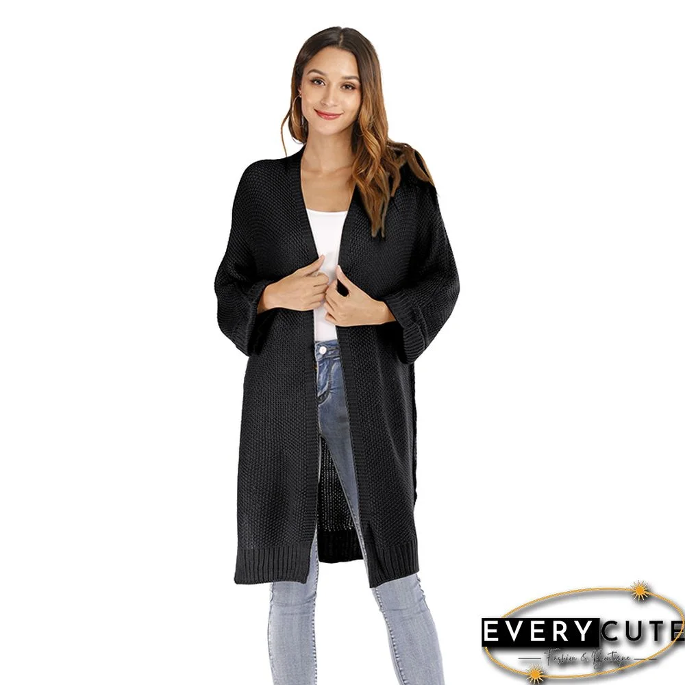 Black Long Sleeve Loose Style Cardigan