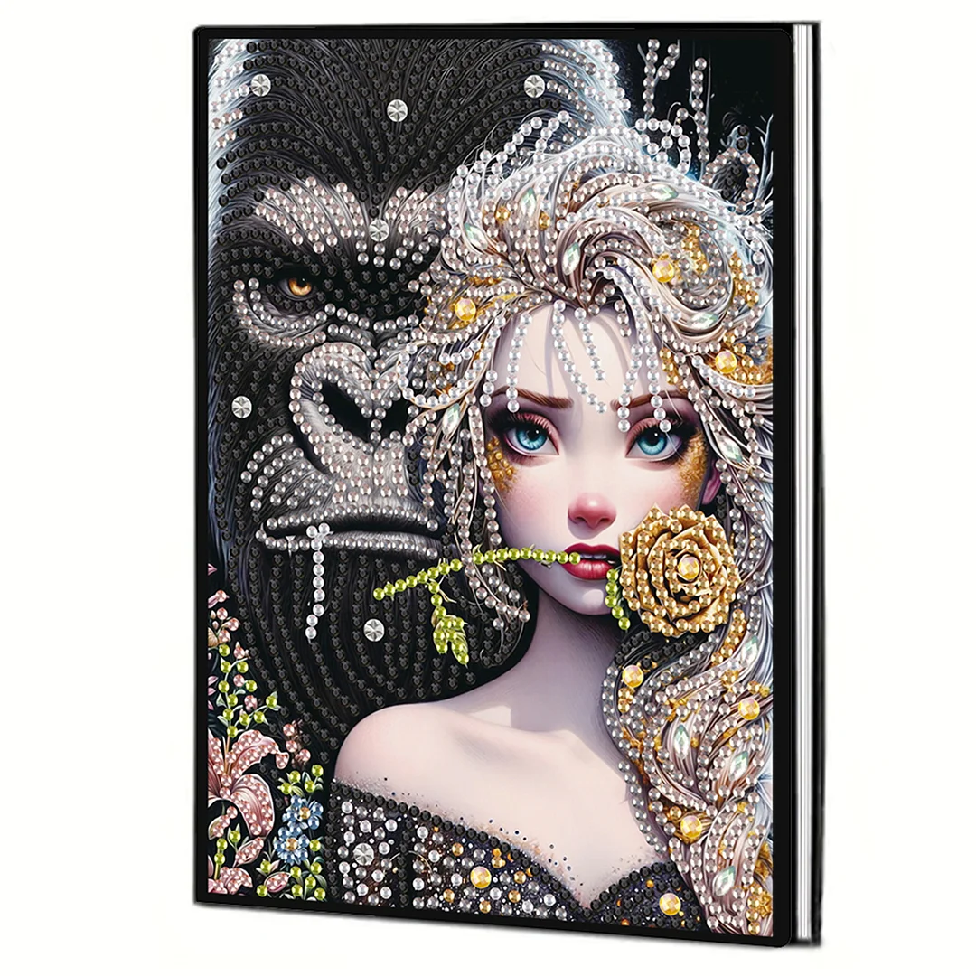 2pcs Girl Partial DIY 50 Pages A5 Diamond Painting Notebook for Study Drawing