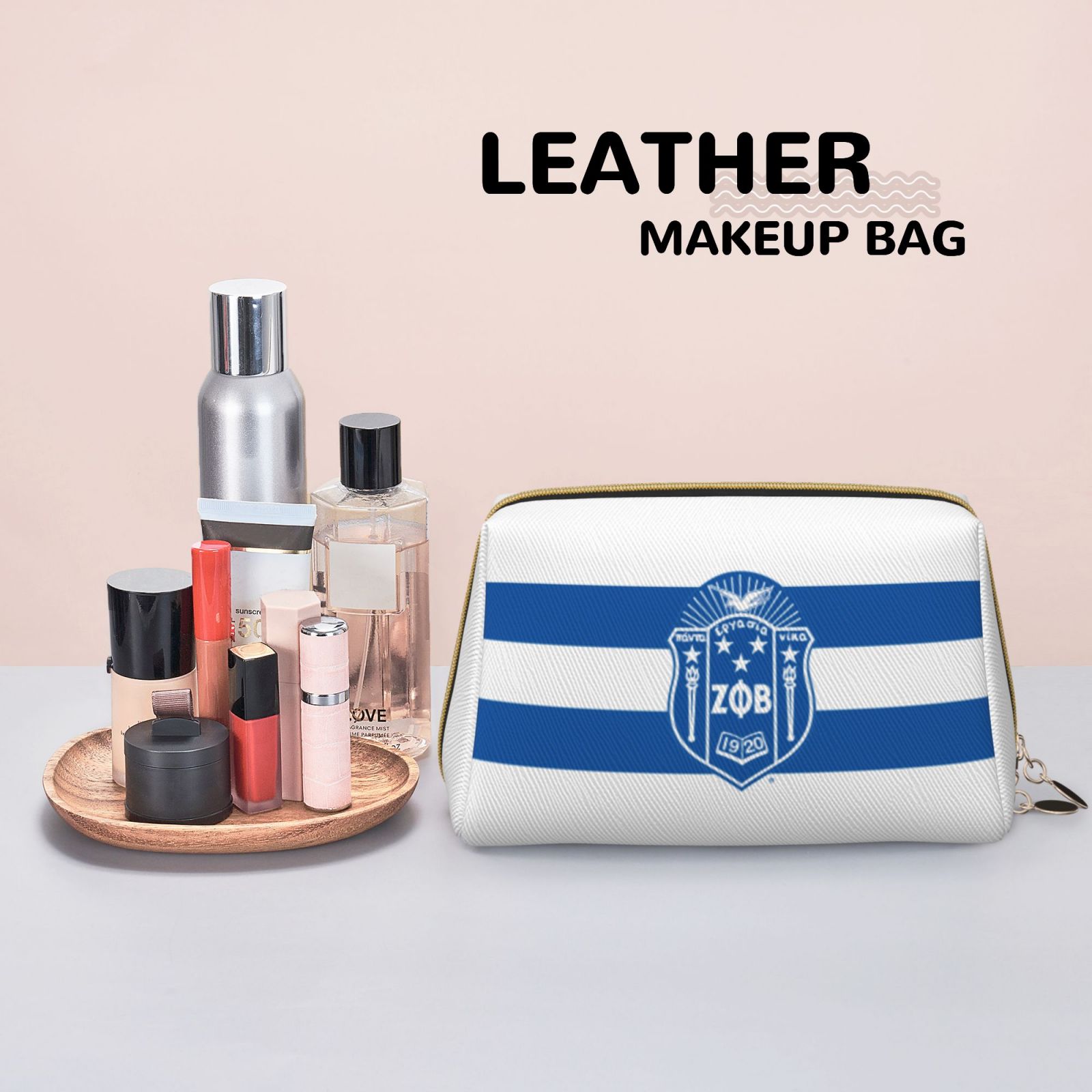 Leather makeup bag