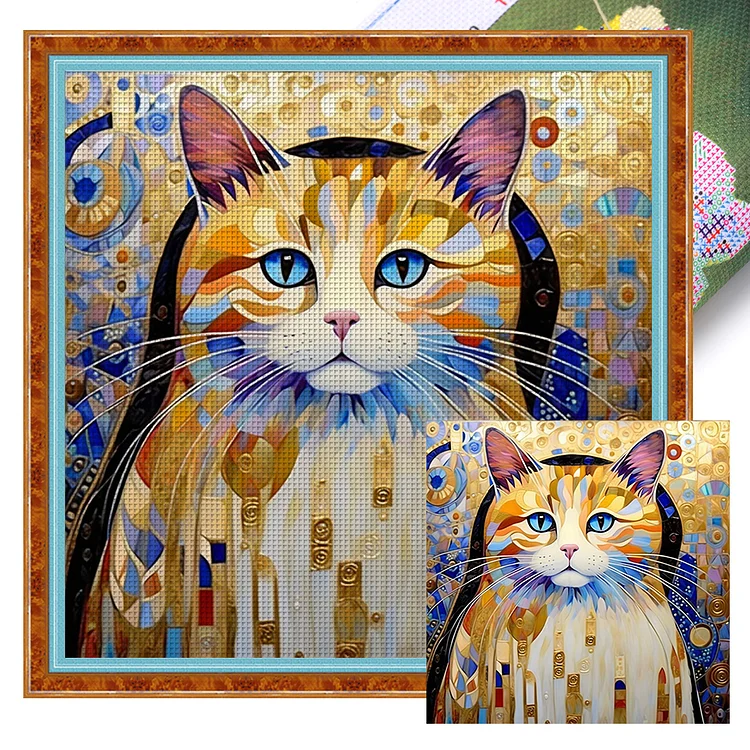 Gorgeous And Rich Cat (45*45cm) 11CT Stamped Cross Stitch gbfke