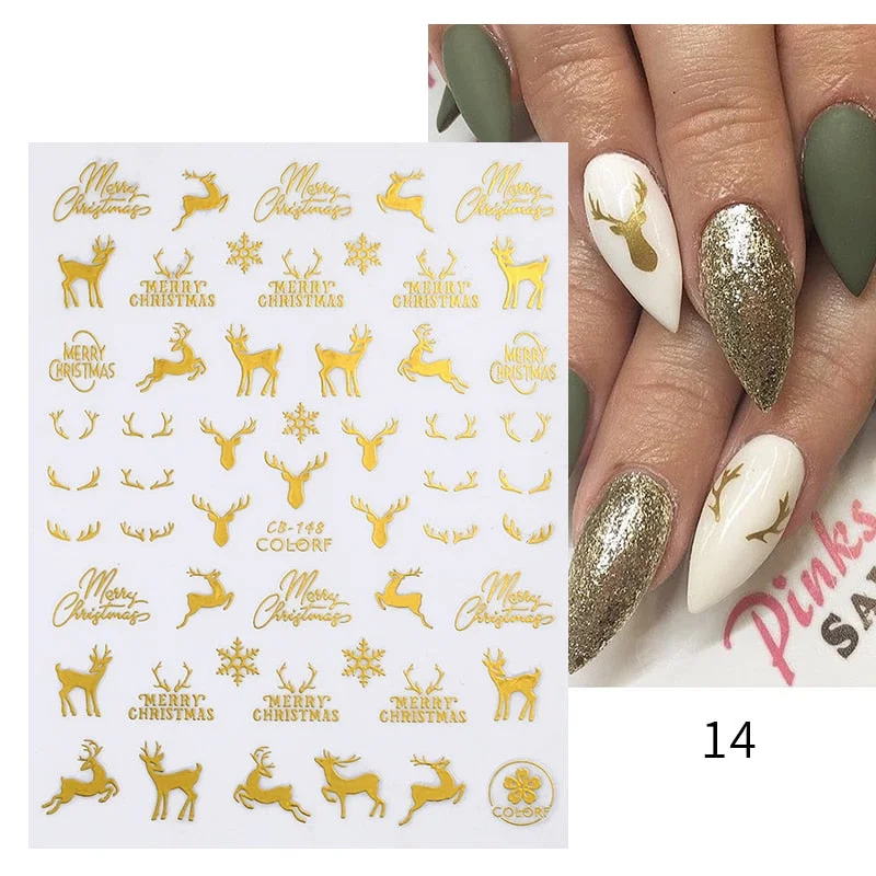 Harunouta 1 Sheet 3D Nail Sticker Flower Leaves Line Sliders French Tip Sexy Girl Nails Decals Nail Art DIY Decoration-Nail Inspo