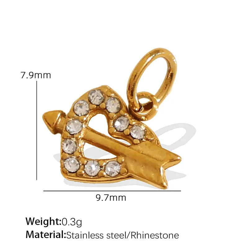 1 Piece 14.2*9.3mm 304 Stainless Steel Artificial Rhinestones 18K Gold Plated Moon Heart Shape Horseshoe Pendant Jewelry Accessories