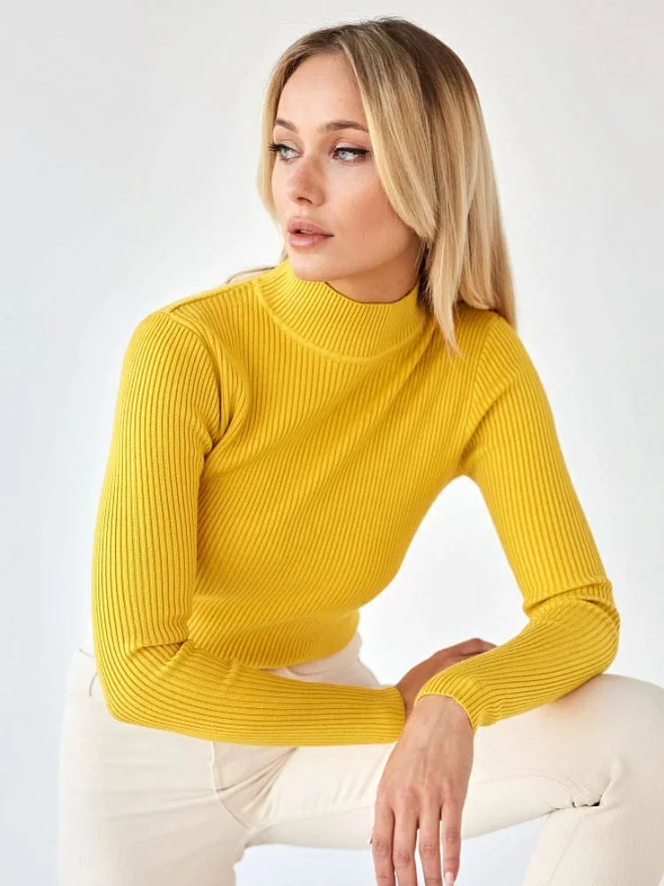 Uveng Color Half Collar Slim Knit Bottoming Sweaters