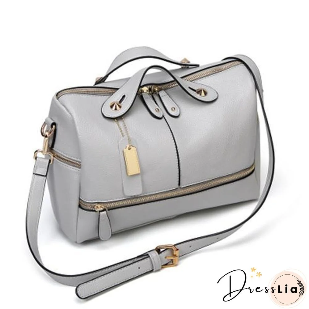 Cowhide PU Leather Handbag Multi Pockets Crossbody Bag