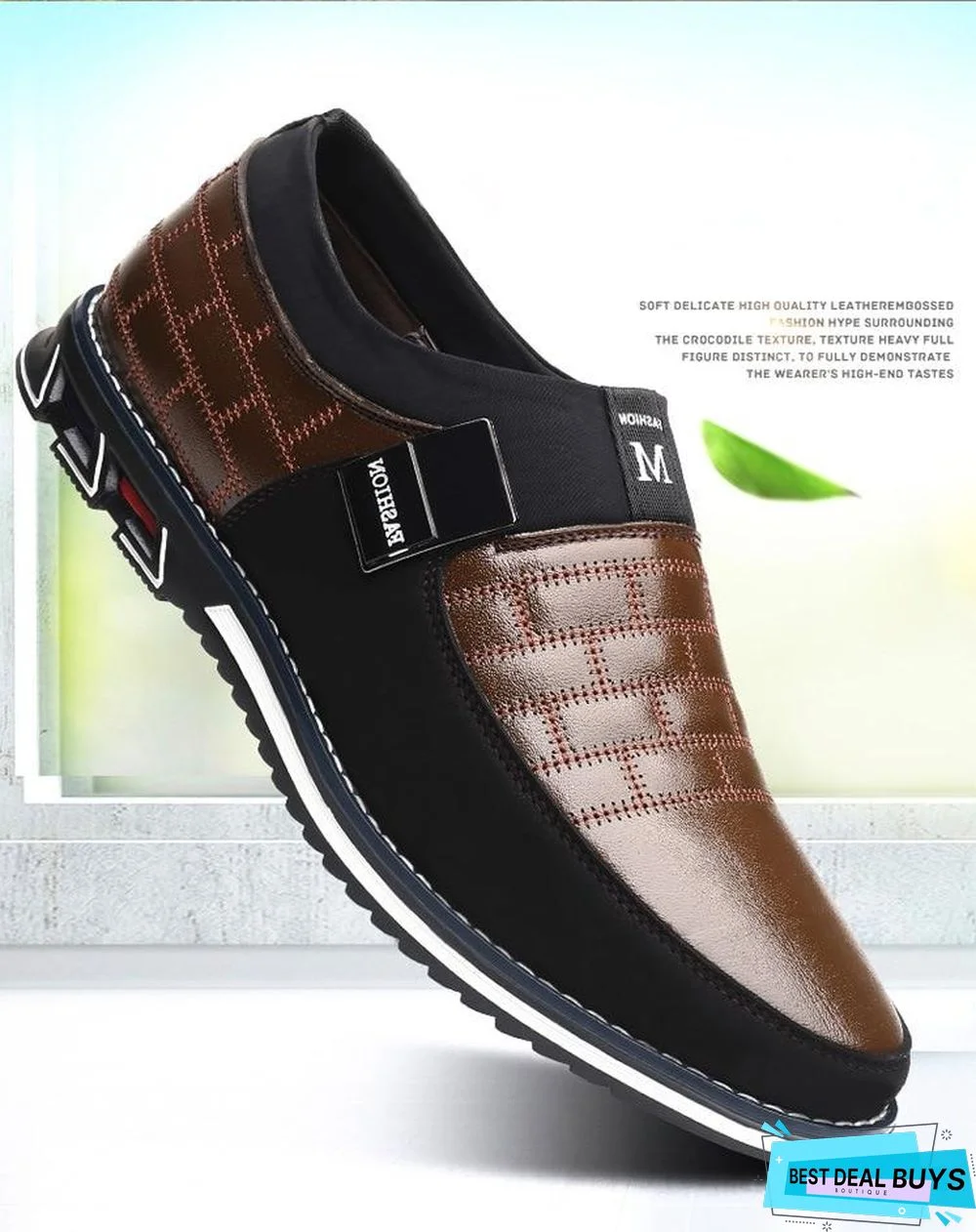 Leather Men Casual Shoes Mens Loafers Moccasins Breathable Slip On Black Driving Shoes