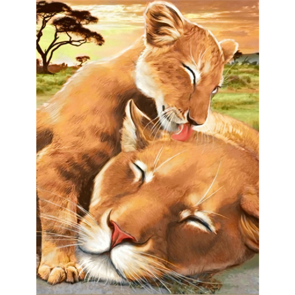 

Lion Son and Mother - Round Drill Diamond Painting - 40*50CM, 501 Original