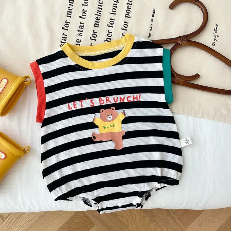 BEAR LET'S BRUNCH Baby Striped Bodysuit Set