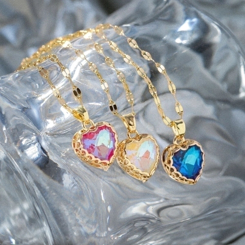 Elegant Streetwear Heart Shape Copper Inlay K Gold Plated Zircon Pendant Necklace