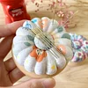 Pumpkin Shaped Magnetic Needle Pin Cushion Holder DIY Craft Random Pattern