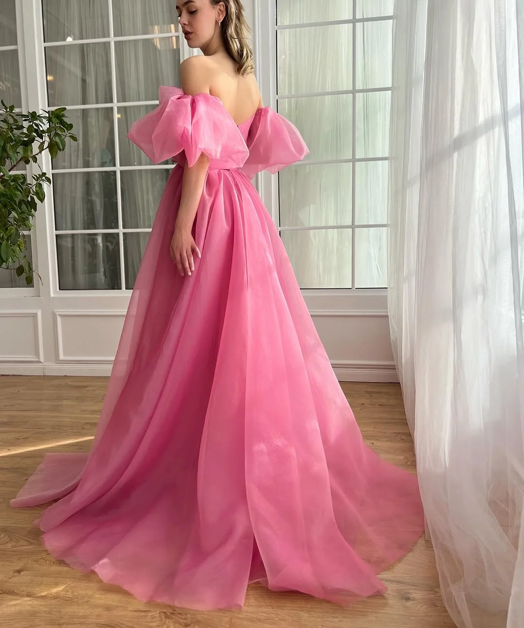 Dreamy Princess Puff Sleeves Split Evening Dress ZT0367