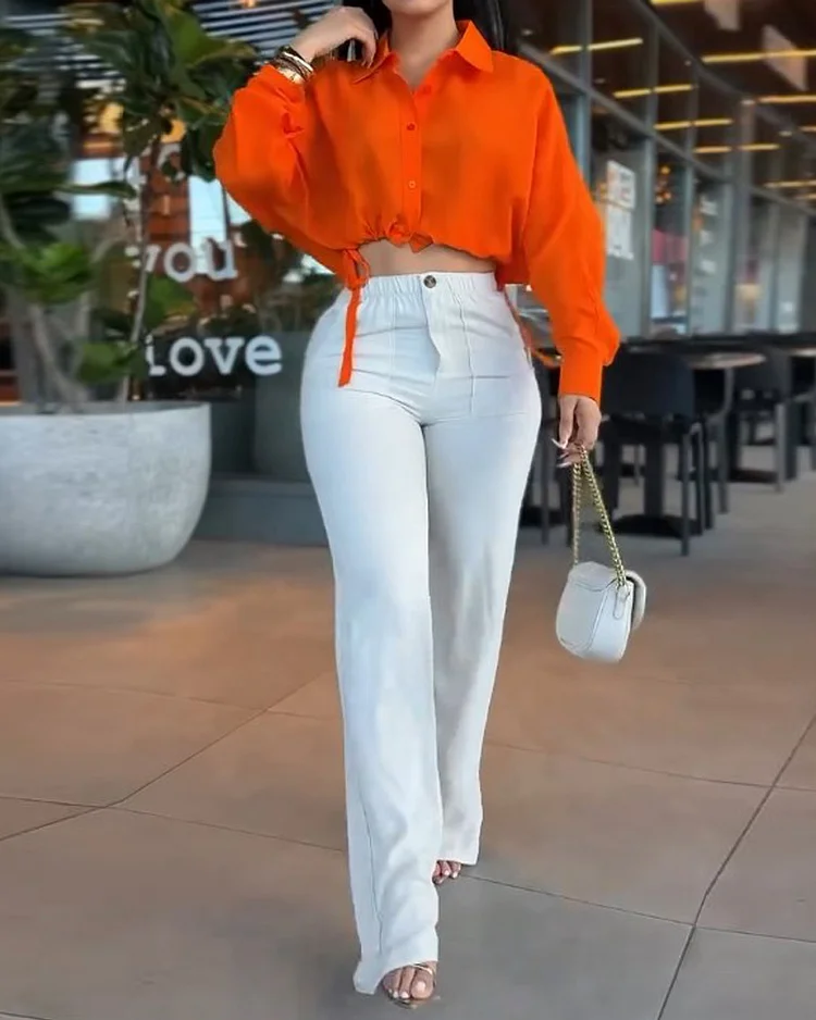 Lapel casual solid color two-piece suit