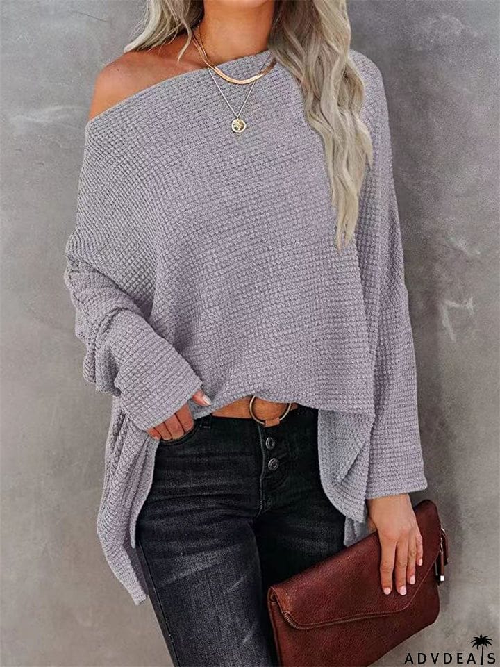 Women's Sexy Off Shoulder Loose Pullover Batwing Sleeve Sweaters