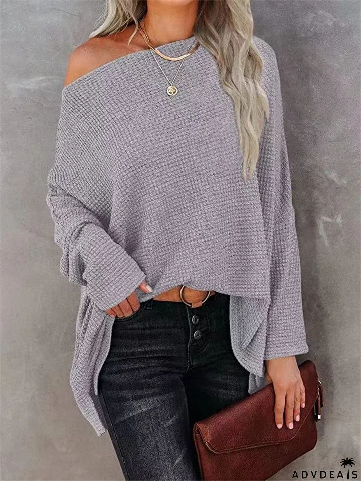 Women's Sexy Off Shoulder Loose Pullover Batwing Sleeve Sweaters