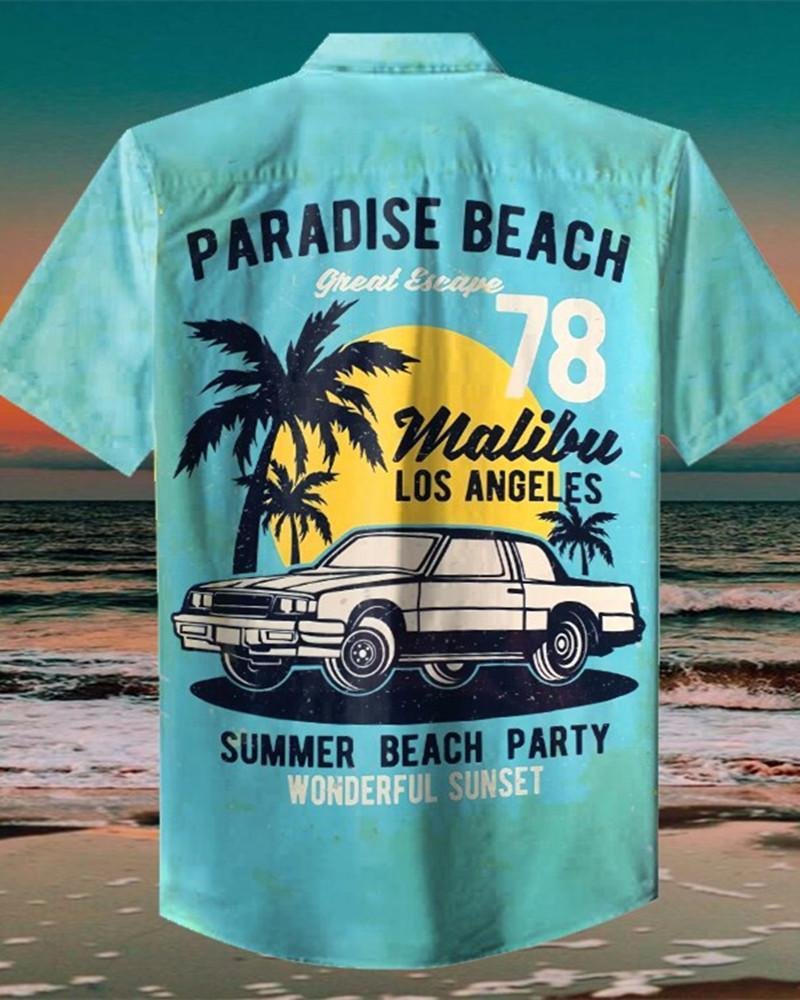 Hawaiian Paradise Beach Coconut Palm Shirt