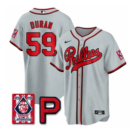 Men's Philadelphia Phillies #59 Jhoan Duran Gray Stitched Baseball Jersey Q3JR