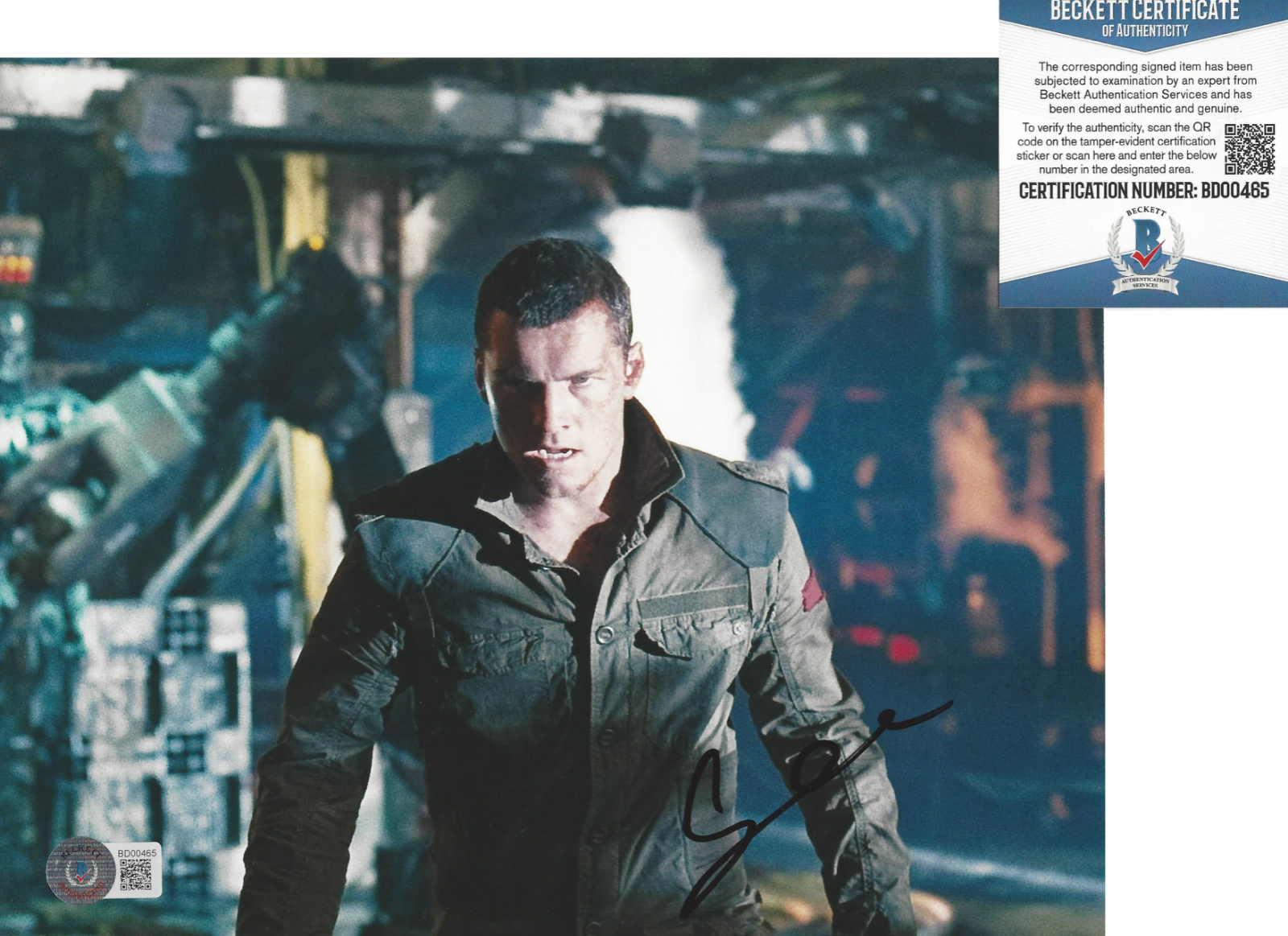 SAM WORTHINGTON SIGNED TERMINATOR SALVATION' 8x10 MOVIE Photo Poster painting BECKETT COA BAS