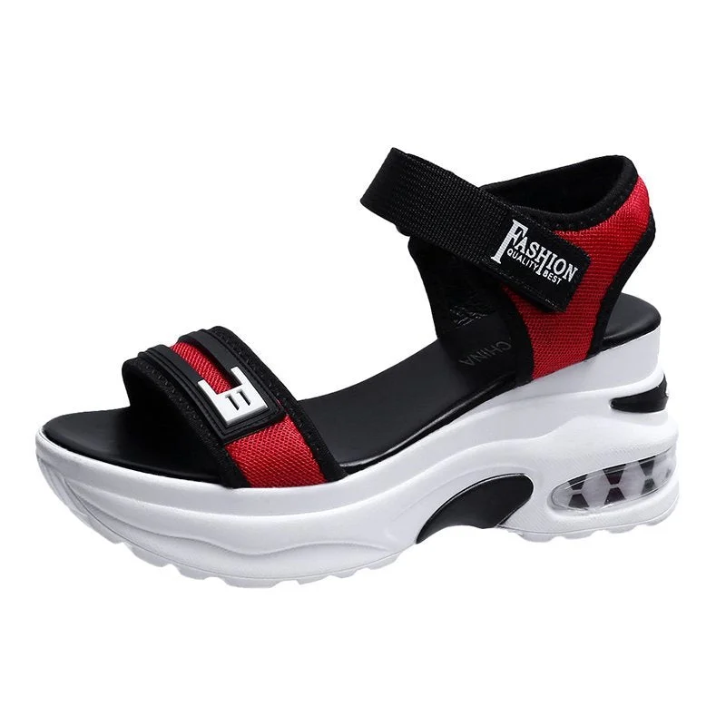 Women's Shoes 2021 Fashion Sandals Summer Women's Thick-soled High-heeled Sandals Open Toe Comfortable Simple Velcro Beach Shoes
