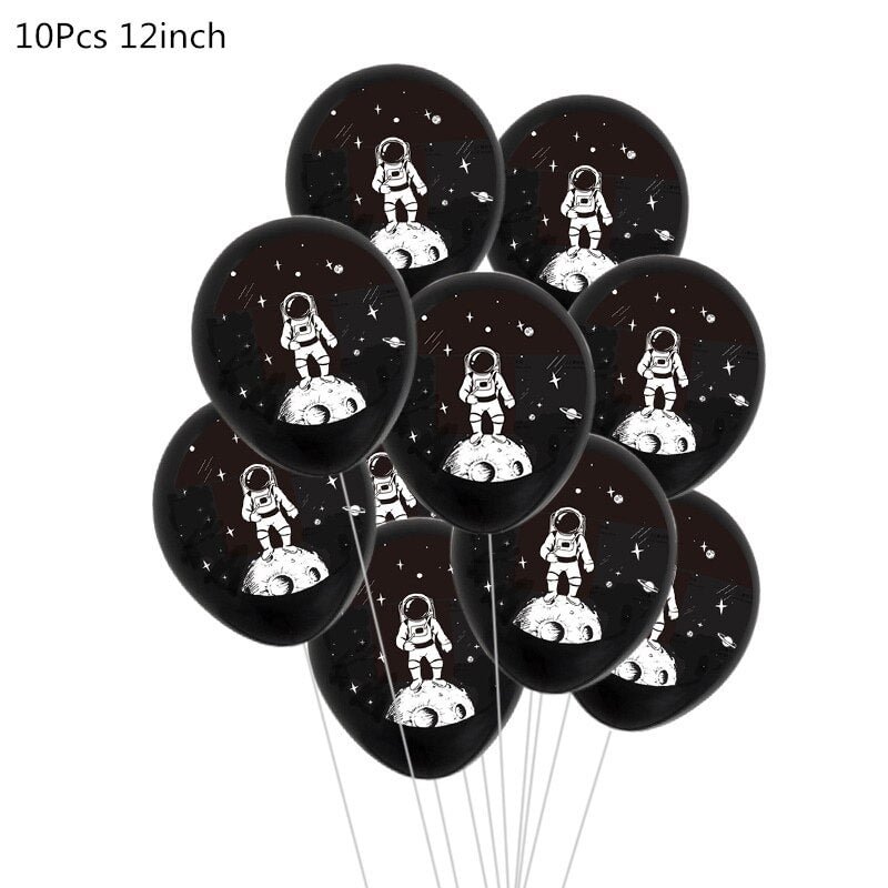 10Pcs Outer Space Party Astronaut Balloons Galaxy Theme Party Kids Birthday Party Favors Happy Birthday Balloon Helium Globals