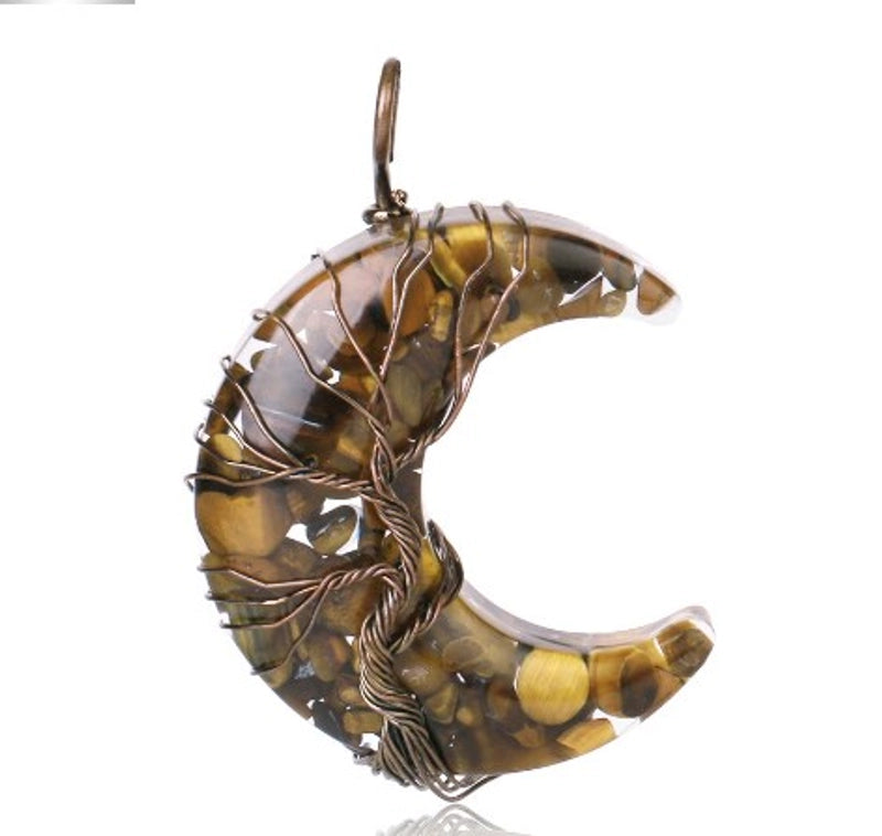 Casual Minimalist Moon Natural Stone Opal Plating Women’s Pendant Necklace Necklace Pendant