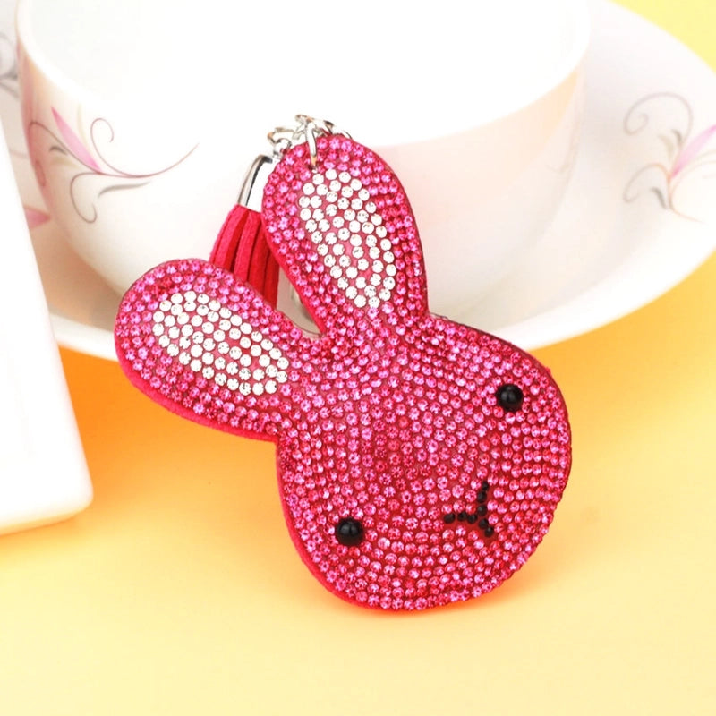Cute Rabbit Flannel Diamond Women’s Keychain