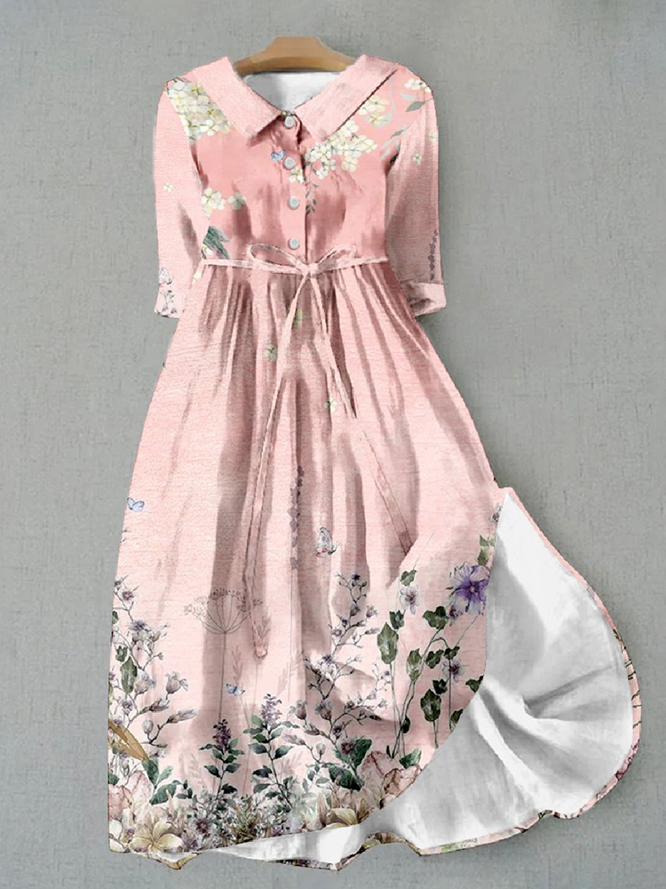 Tie Strap Floral Midi Dress