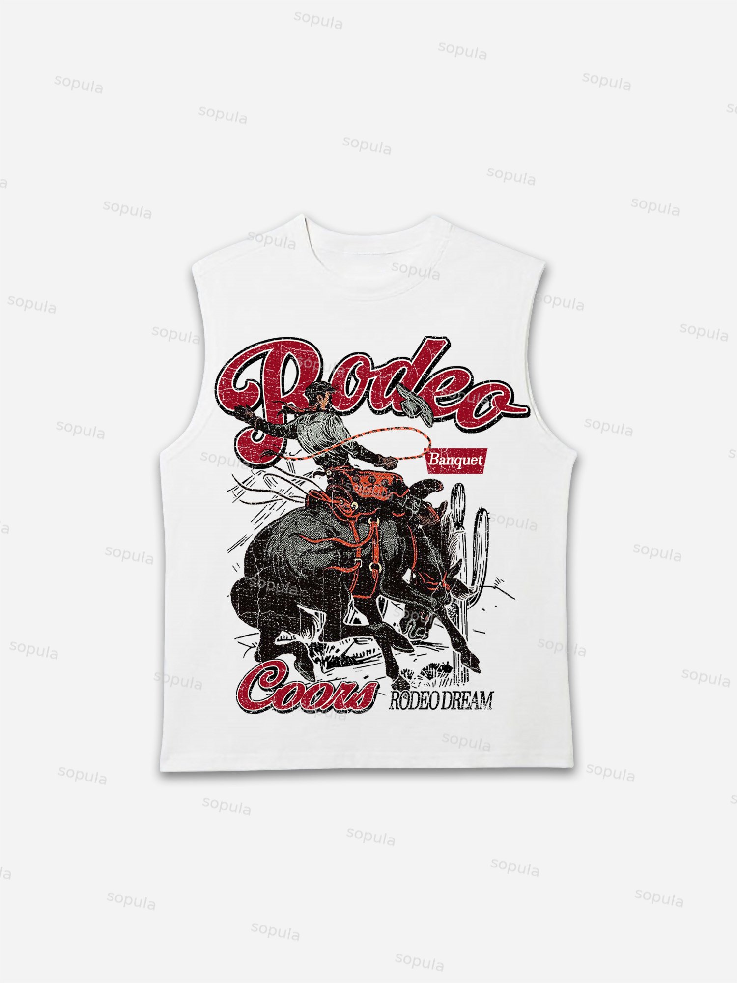 Coors Banquet Rodeo Print Tank Top - Sopula｜Premium Graphic Tees & Graphic Clothing