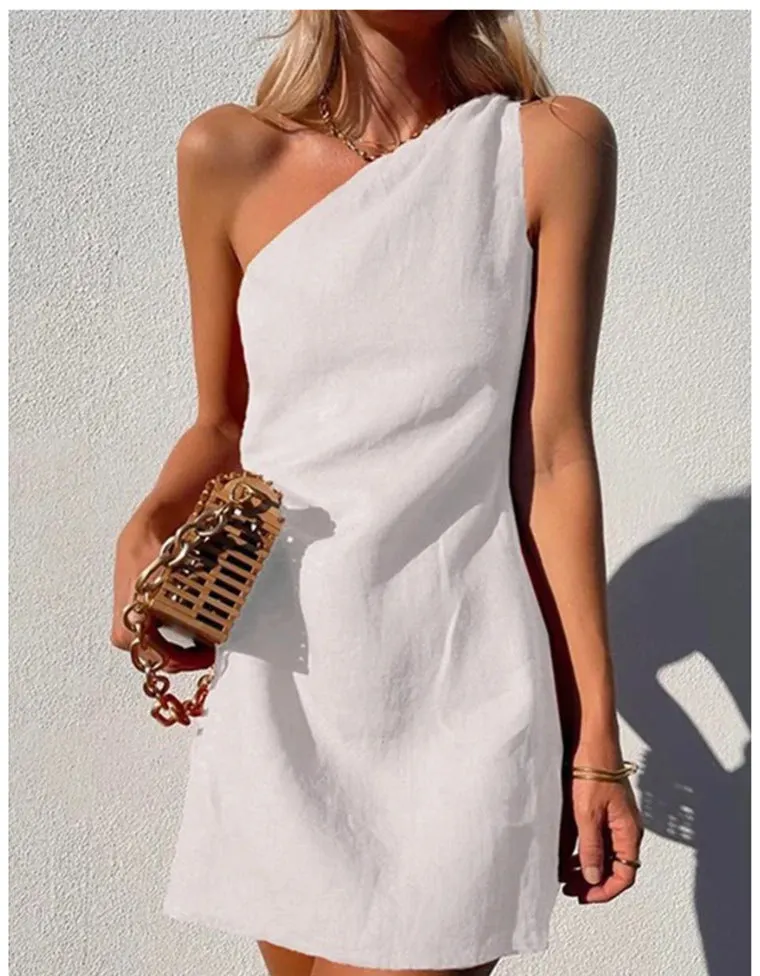 Brownm Color Slim Fit Temperament Commute Shoulder Dresses