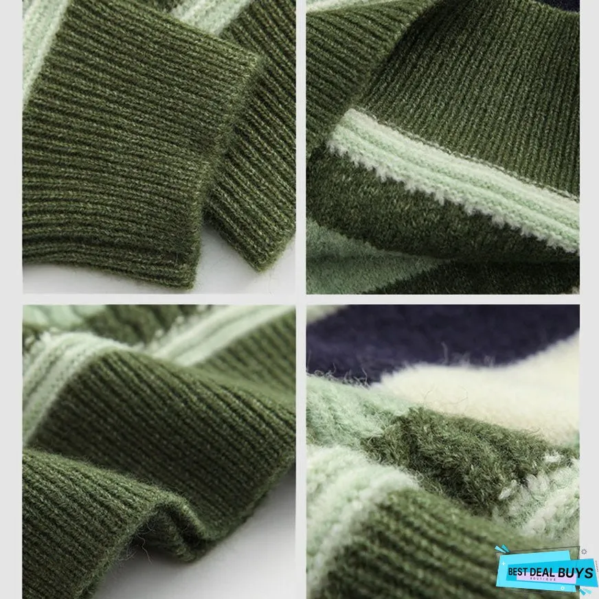 Contrast Color Striped Vintage Sweater