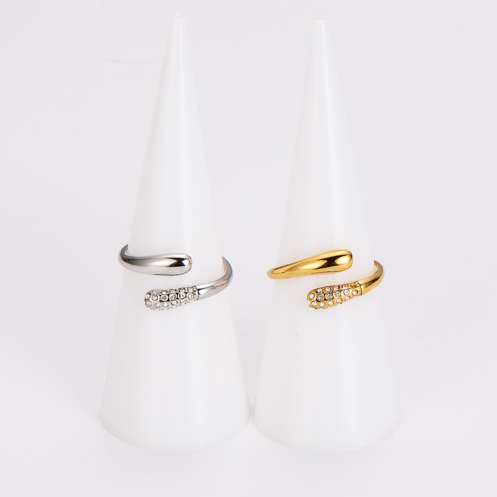 Aml Stainless Steel Ins Style Diamond Hug Ring Trendy Couple Ring