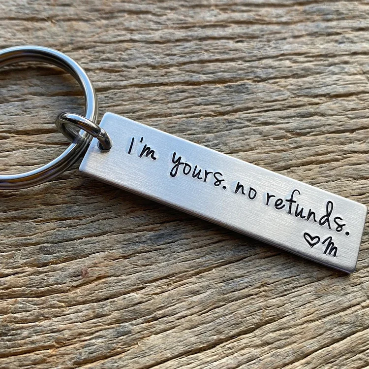 Funny Couple Keychain Personalized Initial Key Ring I'm yours. no refunds Funny Gift for Couple
