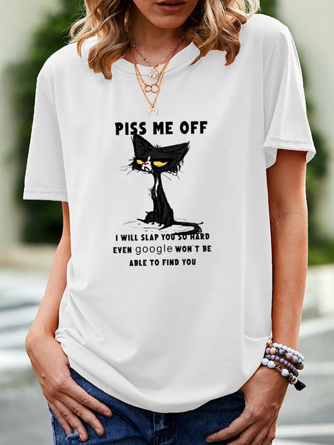 Ladies PISS ME OFF Funny Animal Casual T-Shirt