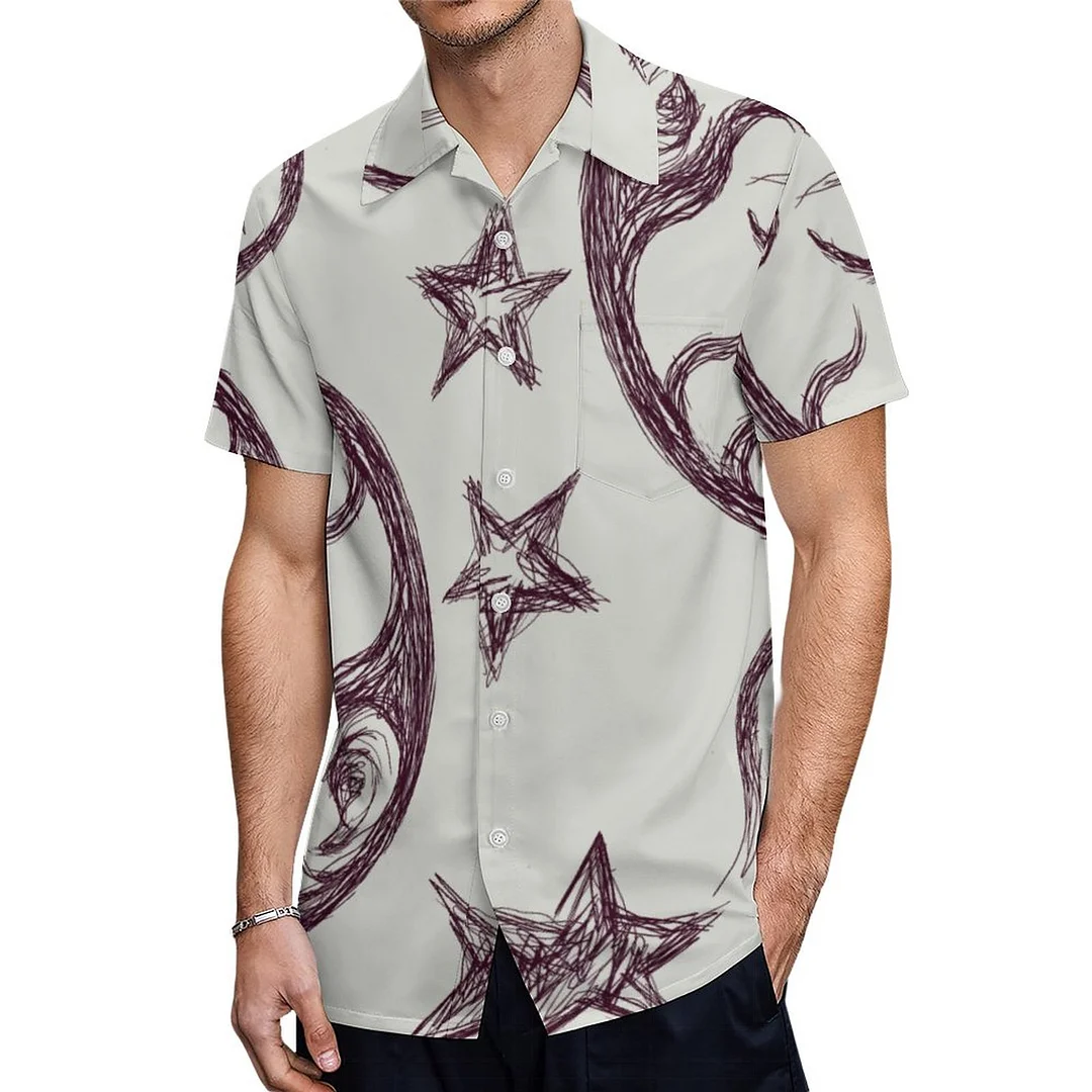 Short Sleeve Artsy Sleeping Moon Celestial Hawaiian Shirt Mens Button Down Plus Size Tropical Hawaii Beach Shirts