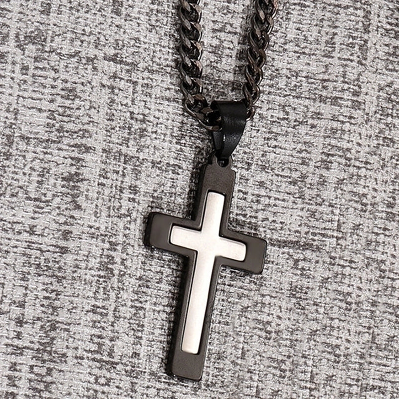 Casual Hip-Hop Cross Stainless Steel Titanium Steel Plating Pendant Necklace