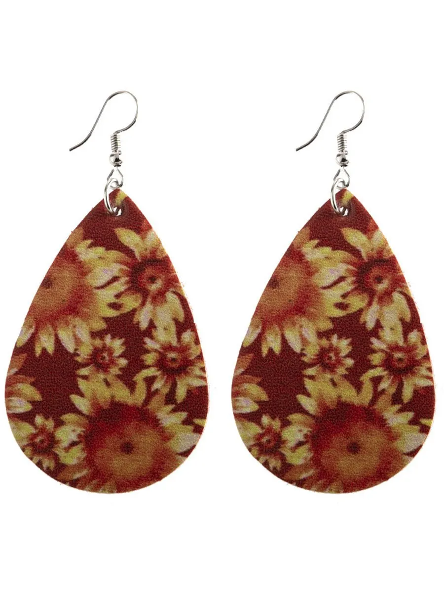 Sunflower Leather Earrings