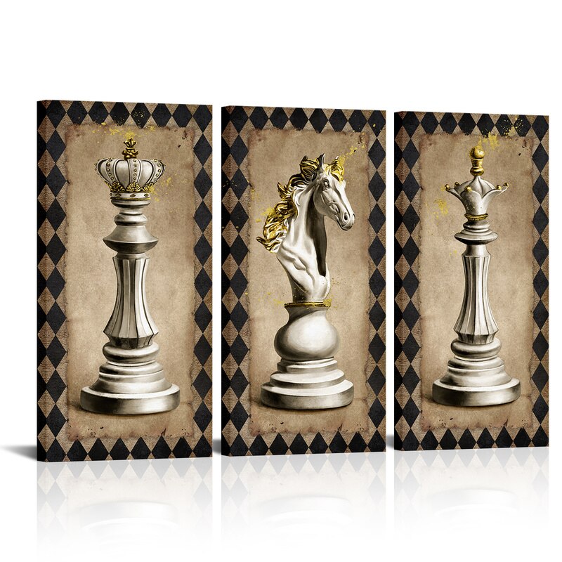 3 Pieces King Queen Knight Posters Home Decor Chess Print Canvas Painting Modern Style Picture Living Room Wall Art