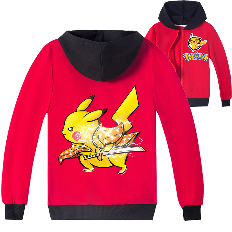 Mayoulove Pikachu Pattern Zipper Jacket | Cute and Comfortable Jacket for Kids | Perfect for Fans of Pikachu | Boys and Girls Aged 3-10 Years Old-Mayoulove