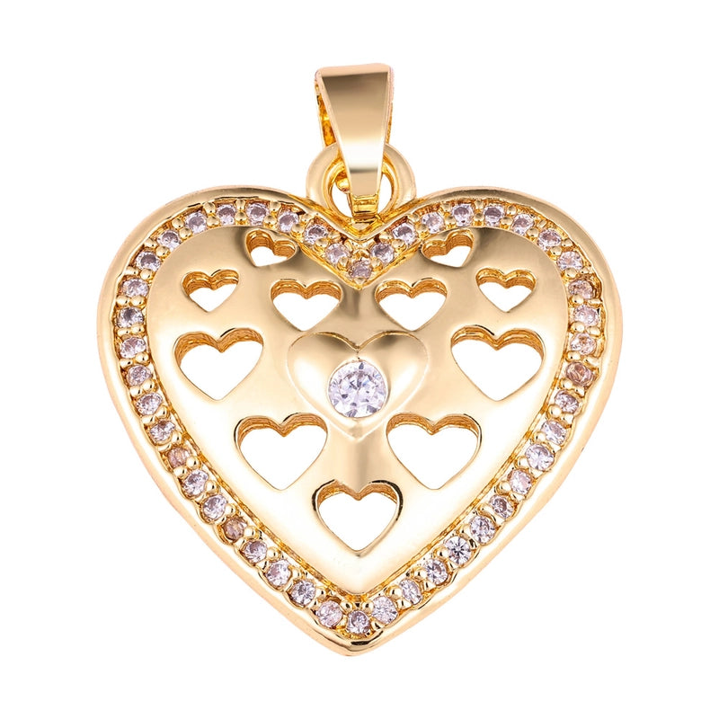 1 Piece Copper Zircon Four Leaf Clover Round Heart Shape Pendant Jewelry Accessories